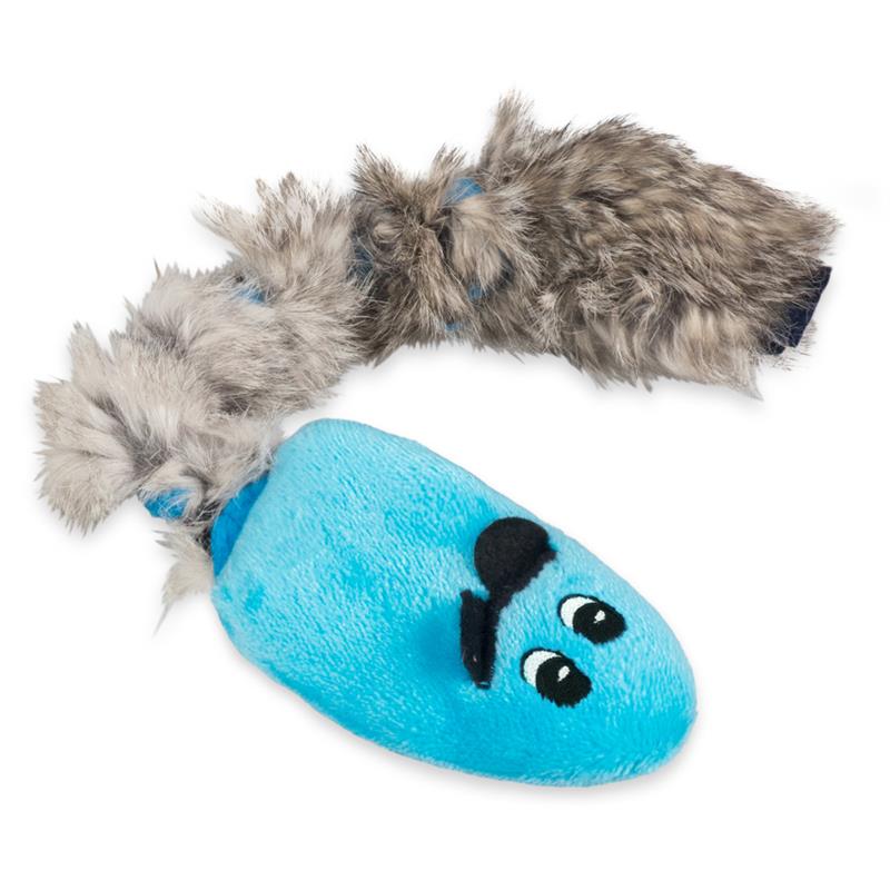 Pískací Potvůrky Krysa s králičí kožešinou - modrá