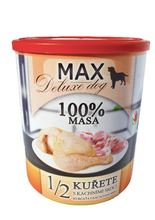 MAX deluxe 1/2 KUŘETE s kachními srdci 800g