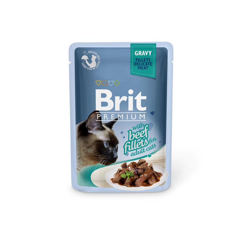 BRIT Premium CAT kapsička Beef Fillets in Gravy 85 gr.