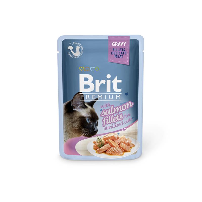 BRIT Premium CAT kapsička Salmon Fillets in Gravy Sterilised 85 gr.