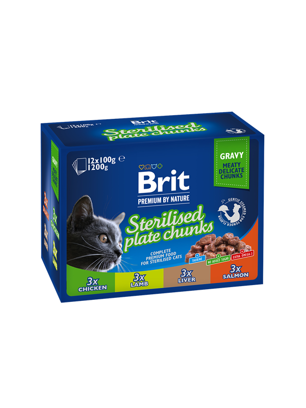Brit Premium Cat kapsičky STERILISED PLATE 1200 gr.