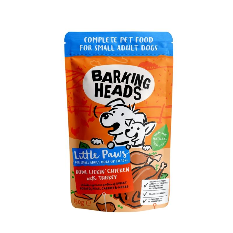 BARKING HEADS Litt.Paws Lickin' Chick+Tur kapsička150g