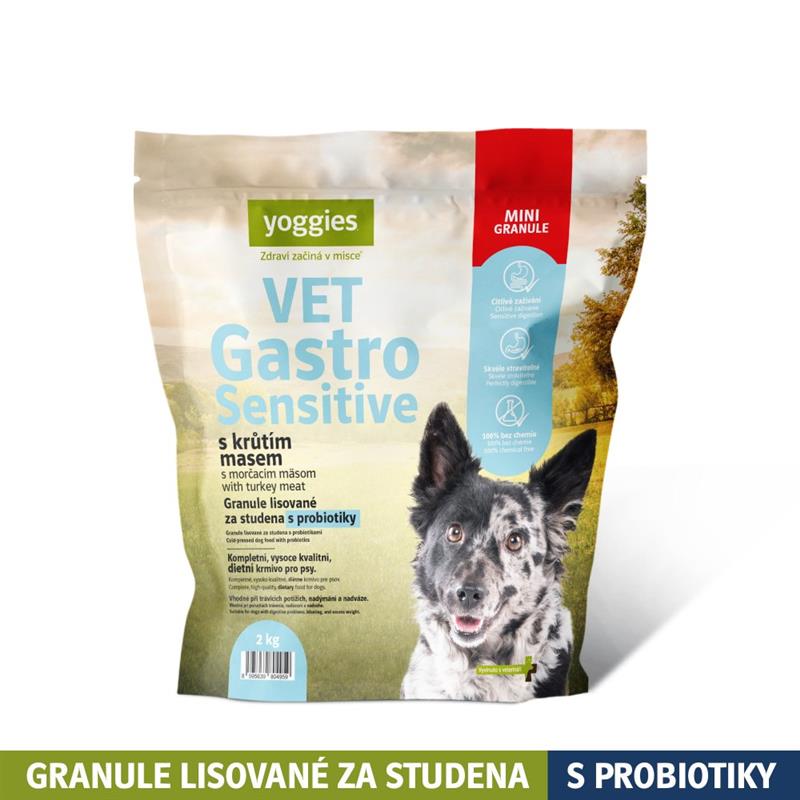 Yoggies VET Gastro Sensitive s krůtím masem, minigranule lisované za studena s probiotiky 2kg