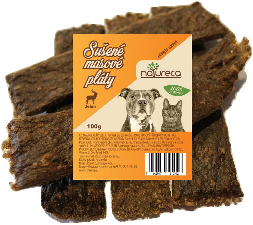 NATURECA pochoutka Masové pláty Jelen - 100% maso 100g