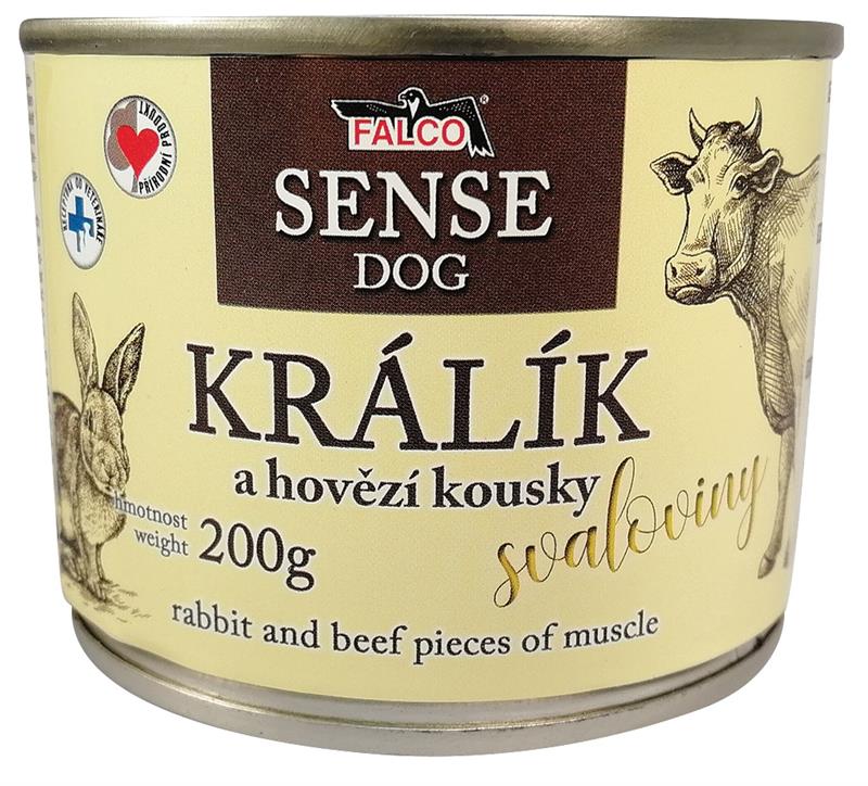 FALCO SENSE DOG králík a hovězí kousky svaloviny 200g